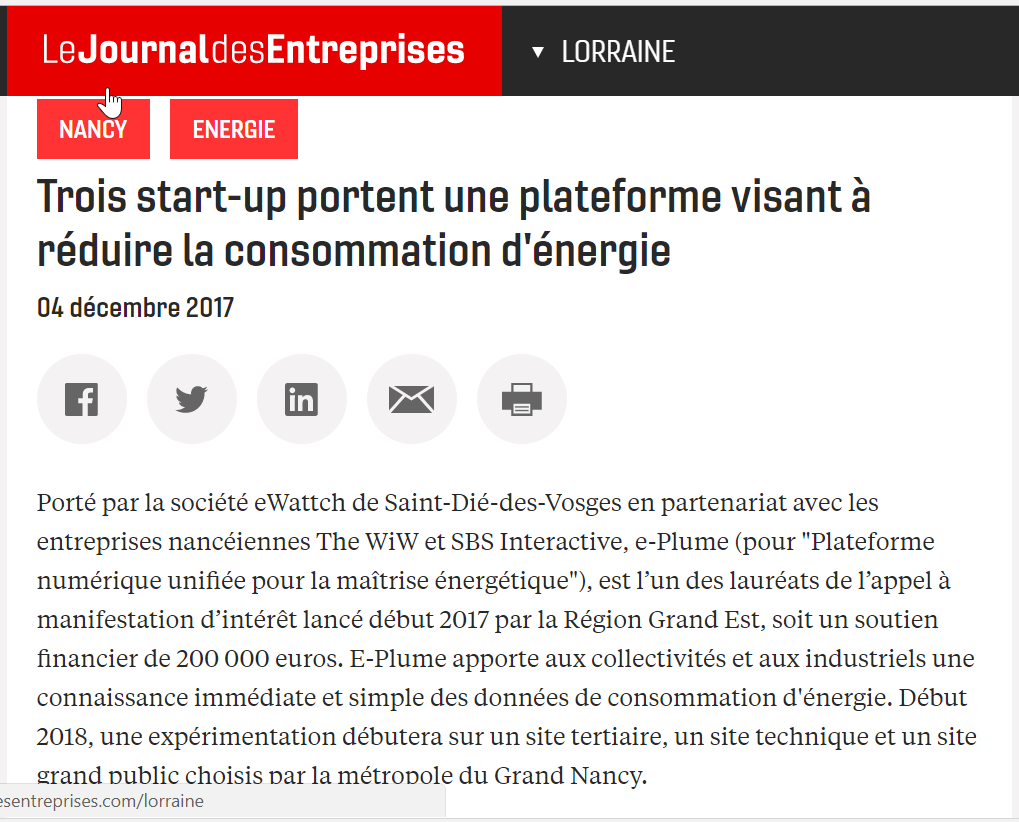 Journal-des-Entreprises-e-Plume-171204 - The WIW - Solutions 4.0