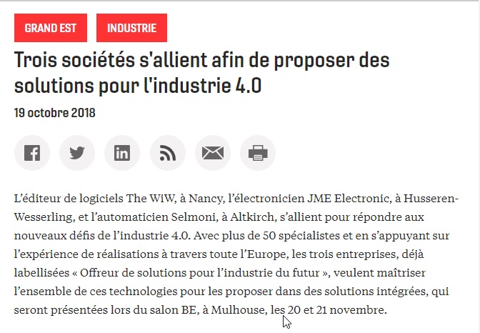Journal-des-entreprises-181019 - The WIW - Solutions 4.0