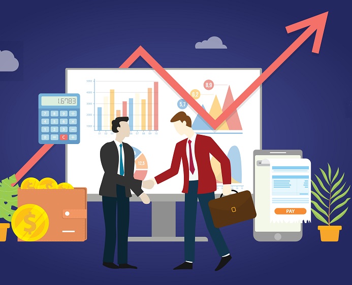 b2b business to business marketing deal agreement between two company with some graph and chart statistic data - vector b2b business to business marketing deal agreement between two company with some graph and chart statistic data – vector