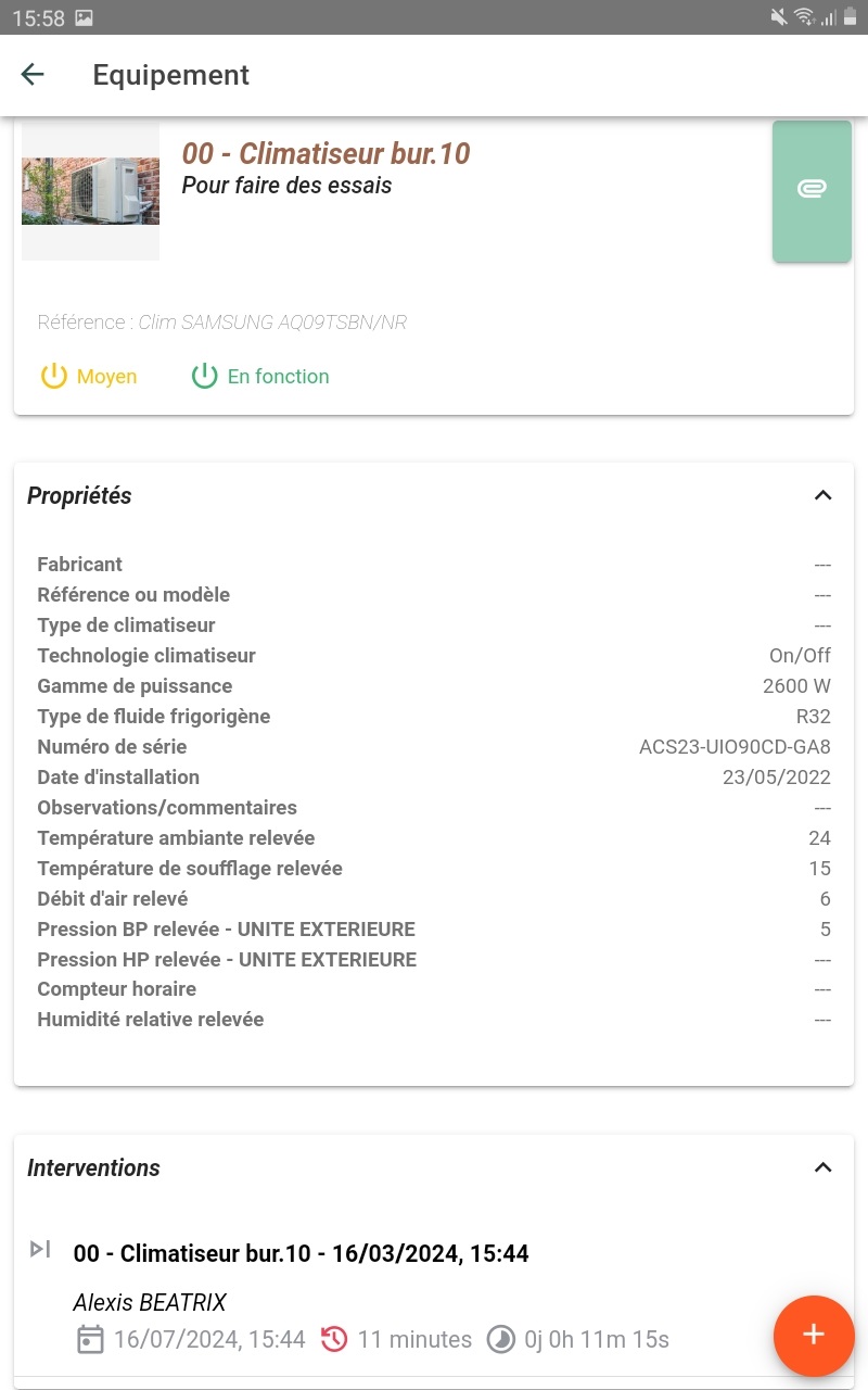 Interventions NX - fiche équipement Jumeau numérique pour la maintenance 2