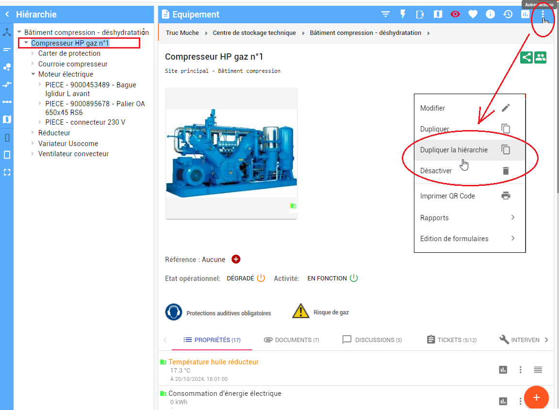 racine de la hiérarchie à dupliquer Notif interne